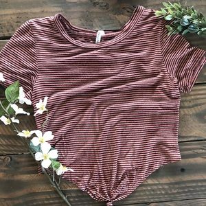 Pink and black tie up shirt